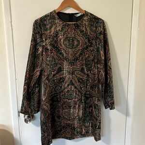 Long sleeved velvet paisley Zara dress